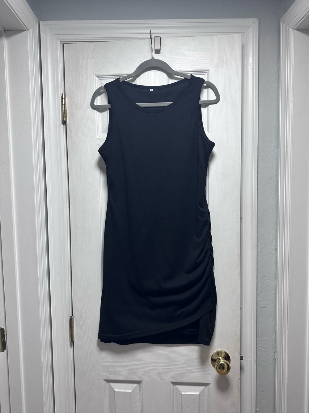 Sleeveless Black Ruched Side Dress